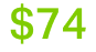 Image of text showing $74