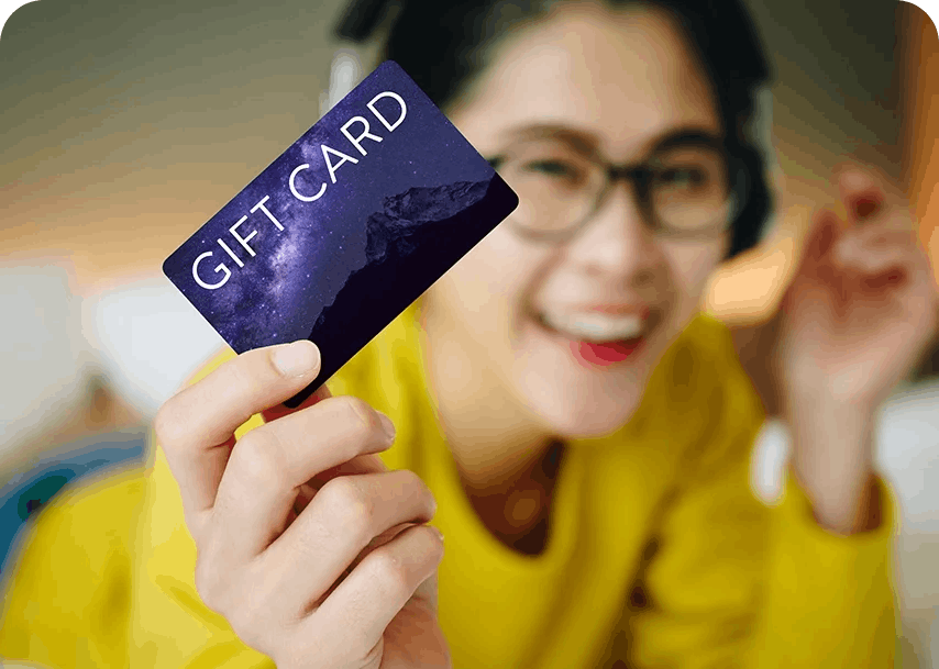Person holding gift card