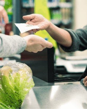 People paying for groceries